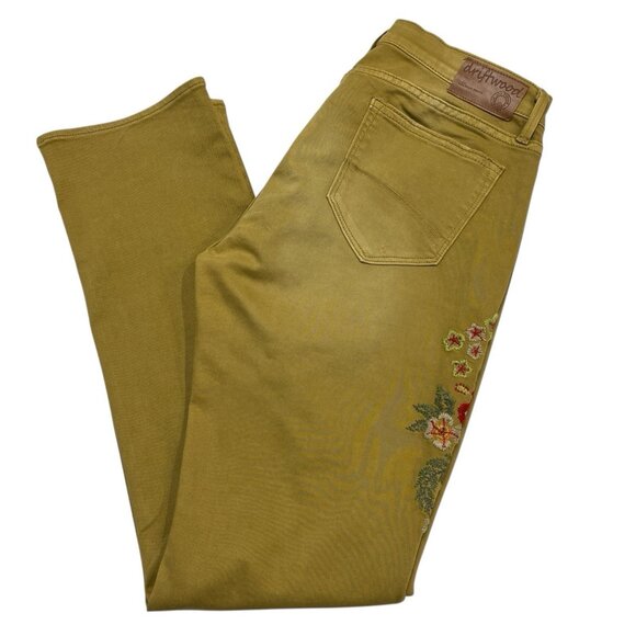 Driftwood Jeans 30 Audrey Yellow Floral Embroidered Distressed Hippie Festival‎ - Picture 1 of 12